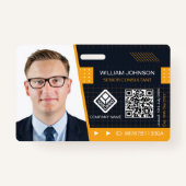 Gele QR-code Foto-ID-badge | bedrijfsmedewerker Badge (Voorkant)