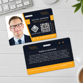 Gele QR-code Foto-ID-badge | bedrijfsmedewerker Badge