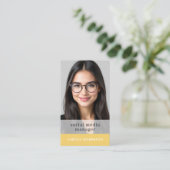 Gele QR-code Foto Minimalist Professional Visitekaartje (Staand voorkant)