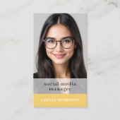 Gele QR-code Foto Minimalist Professional Visitekaartje (Voorkant)