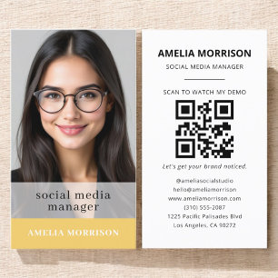 Gele QR-code Foto Minimalist Professional Visitekaartje
