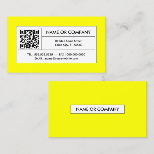 gele QR-code Visitekaartje (Voorkant / Achterkant)