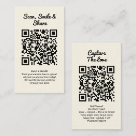 Gele QR-code voor het delen van trouwfoto's om lie Visitekaartje