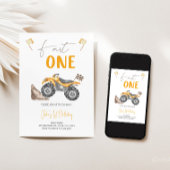 Gele Quad Bike 'Fast One' Uitnodiging voor verjaar