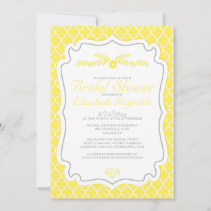 Gele Quatrefoil Bridal Shower Invitations Kaart