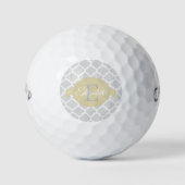 Gele Quatrefoil-gepersonaliseerde Golf Balls Golfballen (Voorkant)