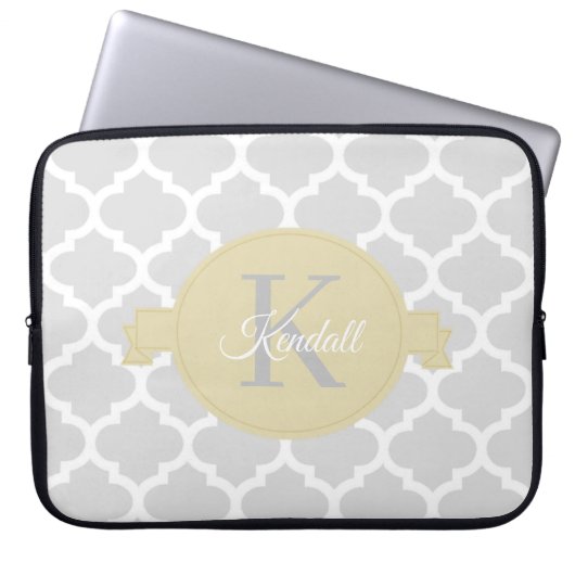 Gele Quatrefoil-laptophoes met speciaal design Laptop Sleeve (Voorkant)