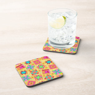 Gele quilt Block Art Onderzetter