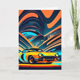 Gele Race Auto Cinematic Autos Blank Note Kaart