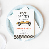 Gele  Race Car Birthday Uitnodiging