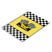 Gele raceauto: geruite vlag notitieboek (Linkerzijde)