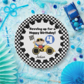 Gele raceauto's, vierde verjaardag, Bord (Feest)