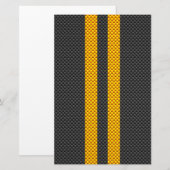 Gele racestrips koolstofvezel stijl briefpapier (Voorkant / Achterkant)