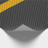 Gele racestrips koolstofvezel stijl cadeaupapier (Hoek)