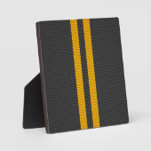 Gele racestrips koolstofvezel stijl fotoplaat (Voorkant)