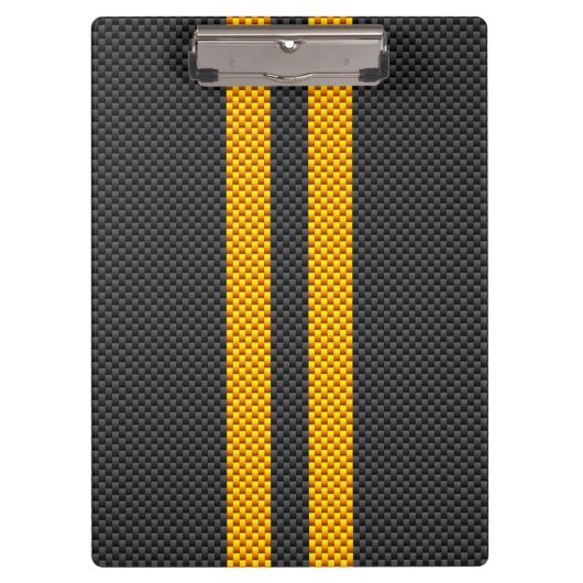 Gele racestrips koolstofvezel stijl klembord (Voorkant)