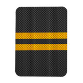 Gele racestrips koolstofvezel stijl magneet (Verticaal)