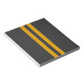 Gele racestrips koolstofvezel stijl notitieblok (Schuin)