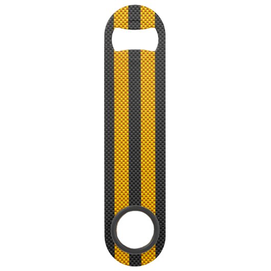 Gele racestrips koolstofvezel stijl speed flessenopener (Achterkant)
