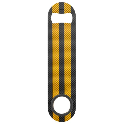 Gele racestrips koolstofvezel stijl speed flessenopener (Voorkant)