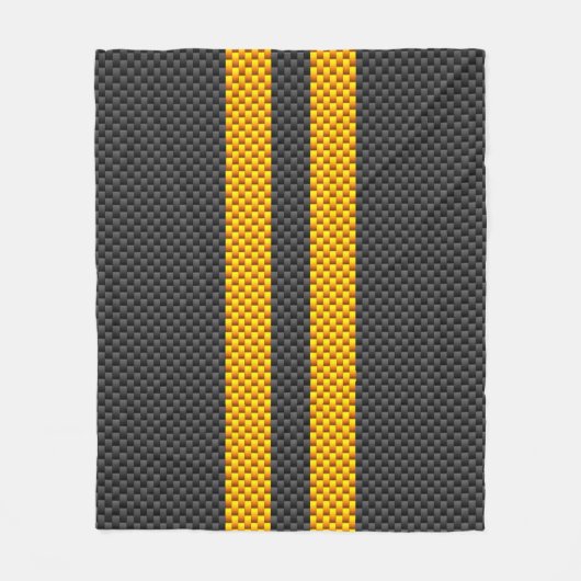 Gele racestrips met accenten fleece deken (Voorkant)