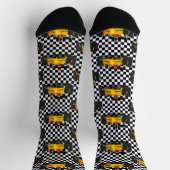 Gele racewagen - Checkerboard-poorten Sokken (Top)