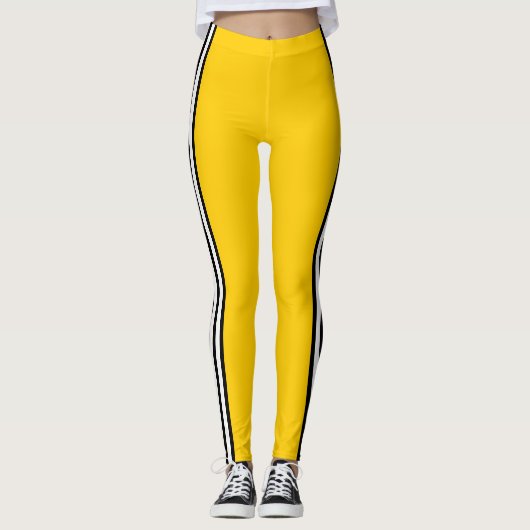 Gele Racing Stripes Leggings (Voorkant)