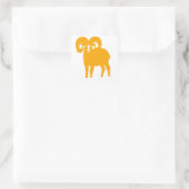 Gele Ram Silhouet Vierkante Sticker (Tas)
