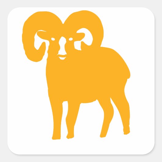 Gele Ram Silhouet Vierkante Sticker (Voorkant)