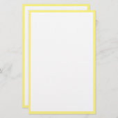 Gele Rand Lijn Rand Wit Trendy Classy Custom Briefpapier (Voorkant / Achterkant)