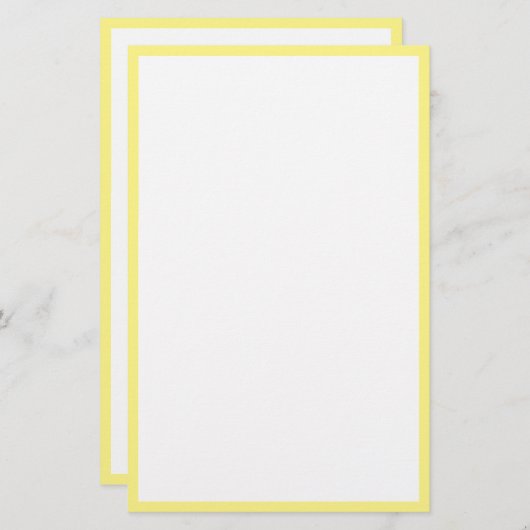 Gele Rand Lijn Rand Wit Trendy Classy Custom Briefpapier (Voorkant / Achterkant)