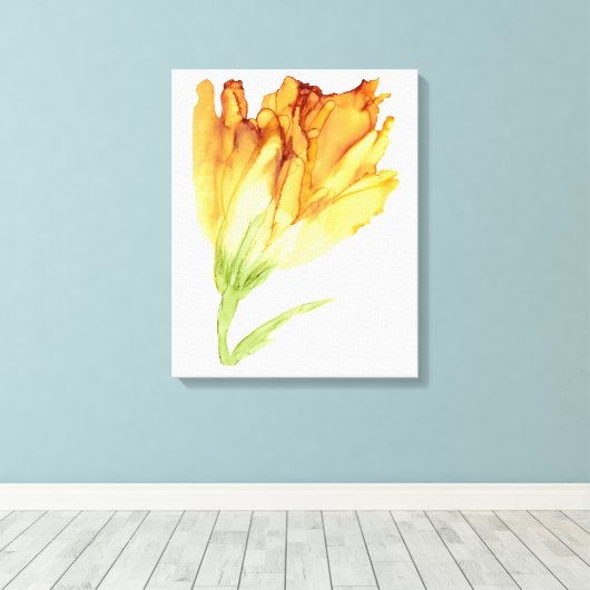 Gele rand tulp—aanpasbaar— canvas afdruk (Insitu (Houten vloer))