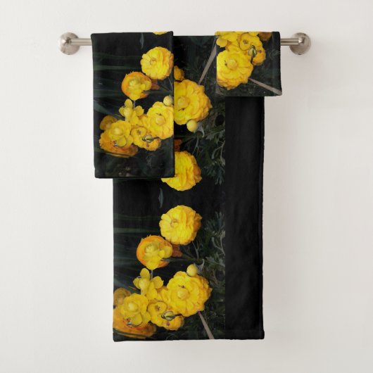Gele Ranunculus Flower Garden Bath Towel Set Bad Handdoek (Insitu)