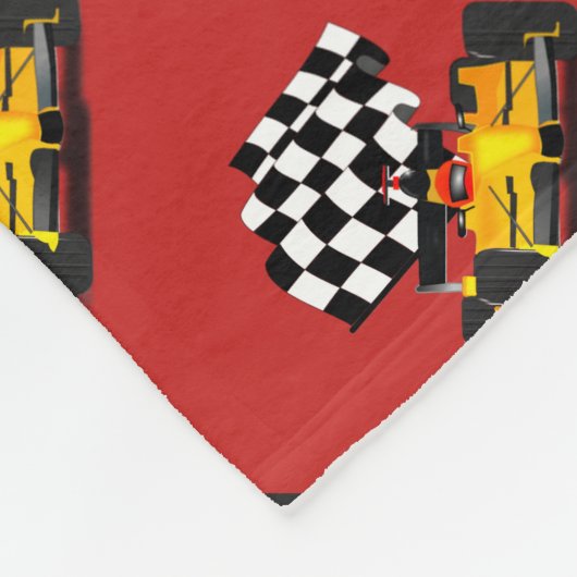 Gele rasauto met gecheckte vlag fleece deken (Hoek)