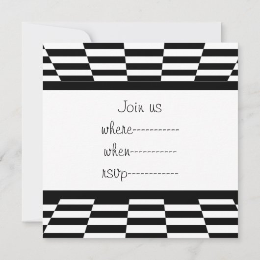 Gele rasauto met gecheckte vlag kaart (Achterkant)