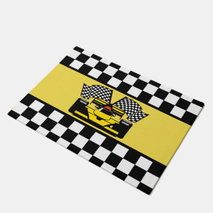 Gele rasauto: Vlag controleur Deurmat