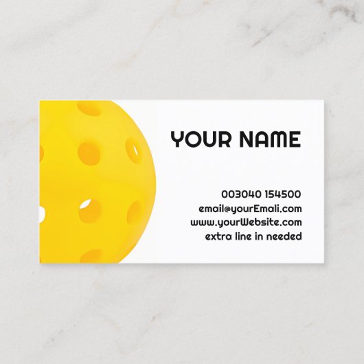  Gele realistische pickleball Visitekaartje (Achterkant)