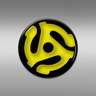 Gele recordadapter (45 rpm) button flesopener