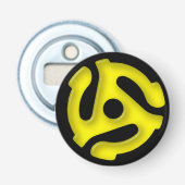 Gele recordadapter (45 rpm) button flesopener (Voorkant)