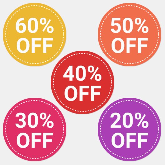 Gele Red Paars Small Business Sales 60% korting Labels (Groep)