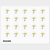 Gele regen of zonnige dag paraplu Cartoon Ronde Sticker (Vel)