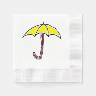 Gele regen of zonnige dag paraplu Cartoon Servetten
