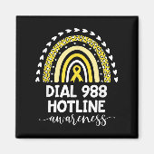 Gele Regenboog Lint Liefde Ondersteuning 988 Hotli Magneet (Voorkant)