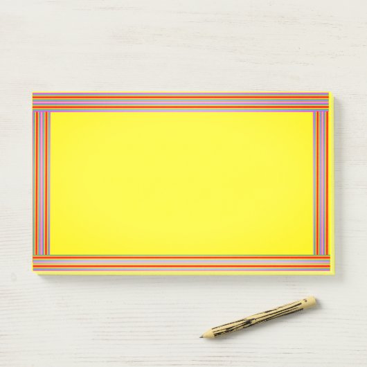 Gele regenbooggrens met opmerkingen post-it® notes (Op bureau)