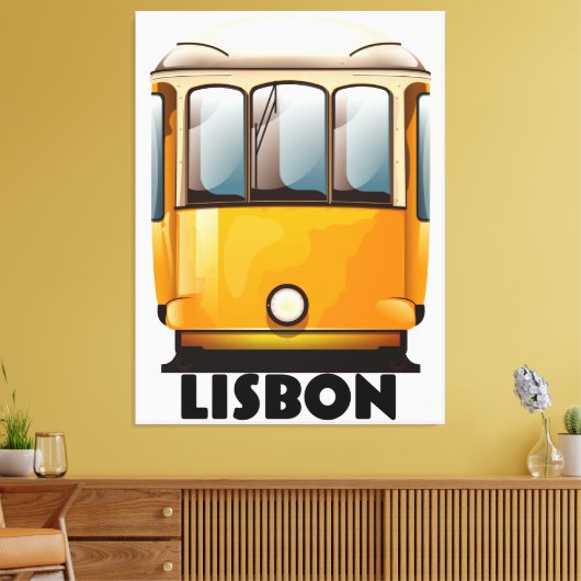 Gele reisposter Lissabon Canvas Afdruk (Insitu (Woonkamer))