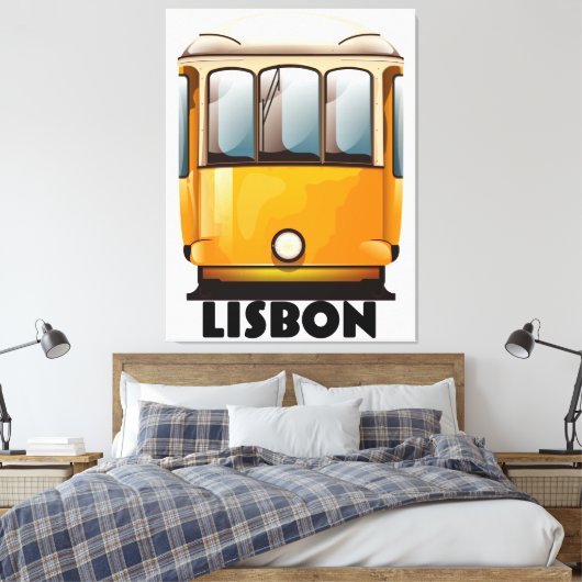 Gele reisposter Lissabon Canvas Afdruk (Insitu (Slaapkamer))