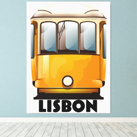 Gele reisposter Lissabon Canvas Afdruk (Insitu (Houten vloer))