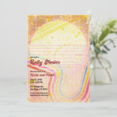 Gele Retro  80's Theme Baby shower Kaart (Staand voorkant)