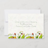 Gele Retro Abstracte Floral Collage-ReceptionCard Kaart (Voorkant)