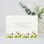 Gele Retro Abstracte Floral Collage-ReceptionCard Kaart (Staand voorkant)